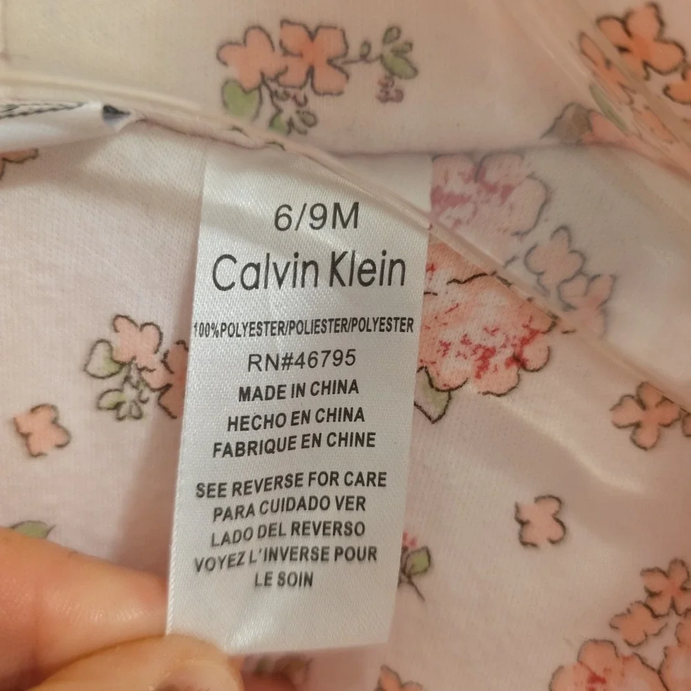 Baby Girl CALVIN KLEIN Designer Winter Snowsuit Pink Flower 6-9 Months SOFT WARM